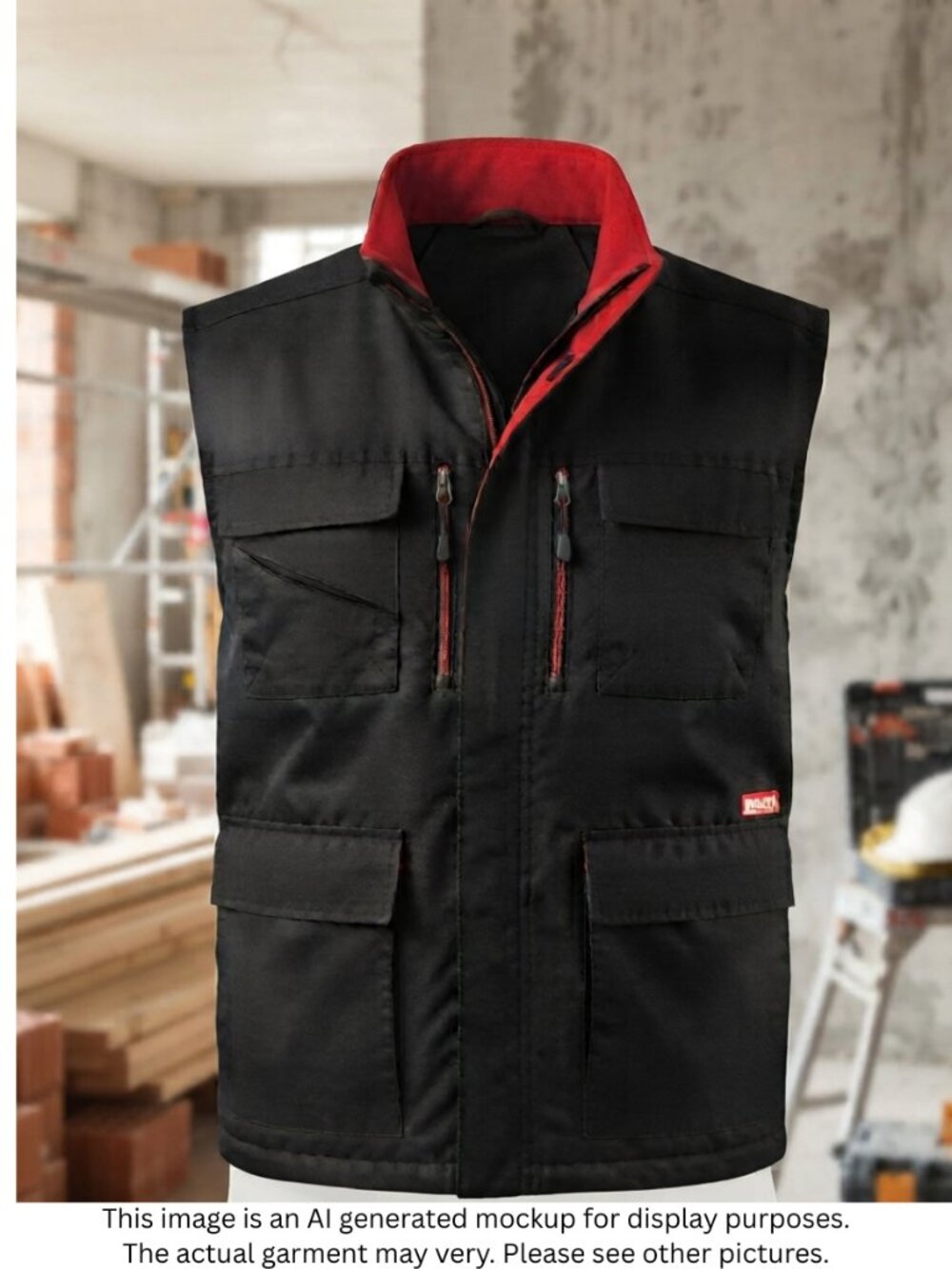 Men's Black Hilti Utility Vest with Red Trim -